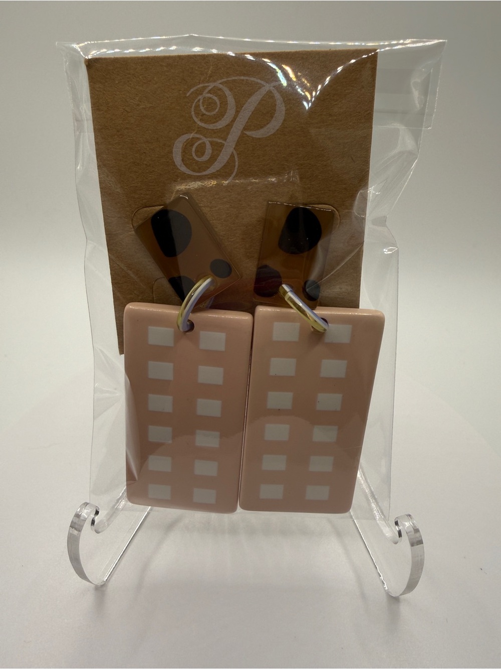 Plunder Pink and White Geometric Dangle Earrings